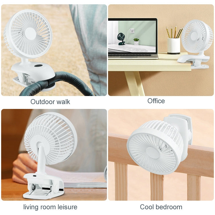 F601 Multifunctional Clip-on Electric Fan with LED Display (White) - Electric Fans by PMC Jewellery | Online Shopping South Africa | PMC Jewellery | Buy Now Pay Later Mobicred