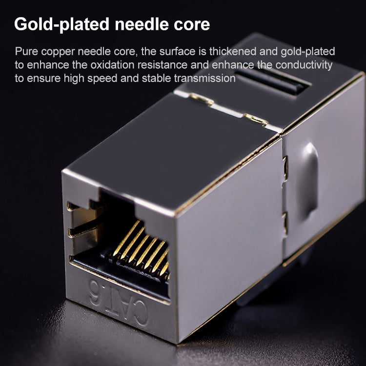 CAT.6 Shielded Pass-through Network Module, Single Port Panel + Shielded Pass-through (Grey) - Lan Cable and Tools by PMC TechLife | Online Shopping South Africa | PMC TechLife | Buy Now Pay Later Mobicred