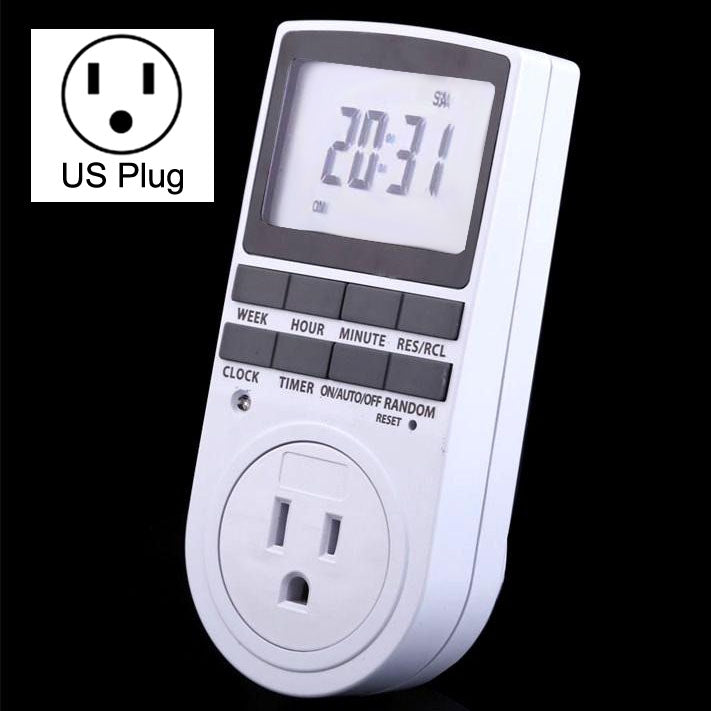 AC 120V Smart Home Plug-in Programmable LCD Display Clock Summer Time Function 12/24 Hours Changeable Timer Switch Socket, US Plug - Energy Saving Timer Socket by PMC TechLife | Online Shopping South Africa | PMC TechLife | Buy Now Pay Later Mobicred