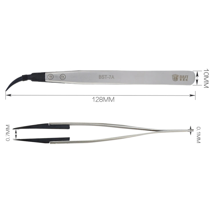 BEST BST-7A  Curved Head Tweezers for Mobile Phone / Computer Repair - Tweezers by BEST | Online Shopping South Africa | PMC Jewellery | Buy Now Pay Later Mobicred