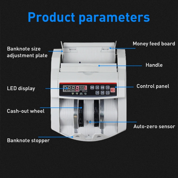 2108UV/IR 220V Multi-Currency Money Counter, Specification: US Plug - Currency Counter by PMC TechLife | Online Shopping South Africa | PMC TechLife | Buy Now Pay Later Mobicred