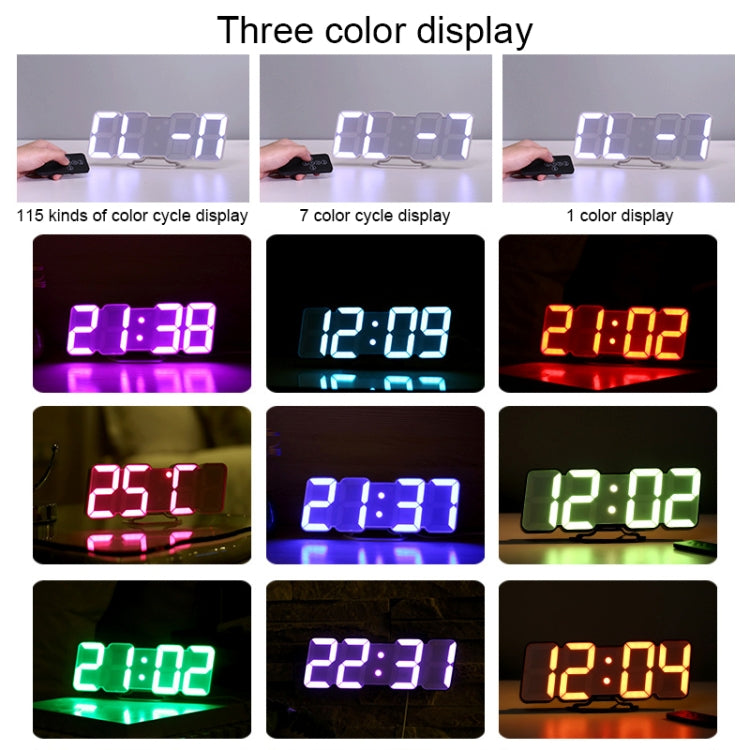 Modern 3D LED Sound Control Colorful Digital Alarm Clock Adjust Brightness Electronic Wall Glowing Hanging Clock with Remote Control(Black) - Wall Clock by PMc TechLife | Online Shopping South Africa | PMc TechLife | Buy Now Pay Later Mobicred