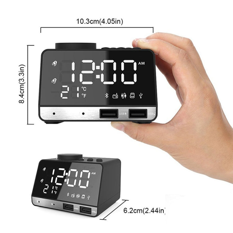 K11 Bluetooth Alarm Clock Speaker Creative Digital Music Clock Display Radio with Dual USB Interface, Support U Disk / TF Card / FM / AUX, EU Plug(Black) - Alarm Clocks by PMc TechLife | Online Shopping South Africa | PMc TechLife | Buy Now Pay Later Mobicred