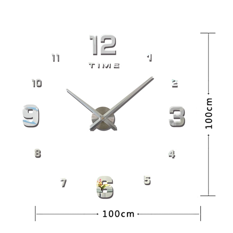Bedroom Home Decoration Mirrored Number Frameless Large 3D DIY Wall Sticker Mute Clock, Size: 100*100cm(Silver) - DIY Clocks by PMc TechLife | Online Shopping South Africa | PMc TechLife | Buy Now Pay Later Mobicred