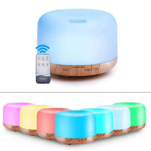 T500 Remote Control Wood Pattern Air Humidifier Automatic Alcohol Sprayer Essential Oil Diffuser Ultrasonic Mist Maker Ultrasonic Aroma Diffuser Atomizer Color LED, Capacity: 500ml, DC 24V, US Plug - Air Purifiers & Accessories by PMC Jewellery | Online Shopping South Africa | PMC Jewellery | Buy Now Pay Later Mobicred