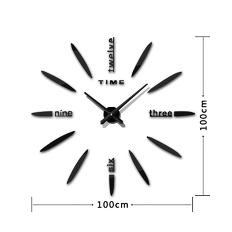 Bedroom Home Decor Large 3D Mirror DIY Wall Sticker Clock, Size: 100*100cm(Black) - DIY Clocks by PMc TechLife | Online Shopping South Africa | PMc TechLife | Buy Now Pay Later Mobicred