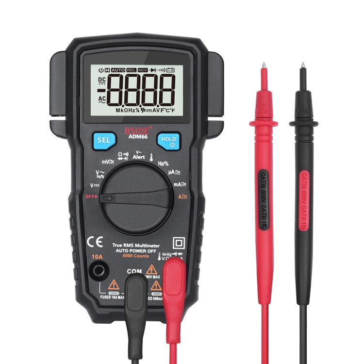 BSIDE ADM66 Handheld Household 6000 Count AC / DC Current Voltage Capacitor Automatic Range Multimeter with LCD Backlight & Card Slot Function - free shipping - PMC Jewellery - Order now!