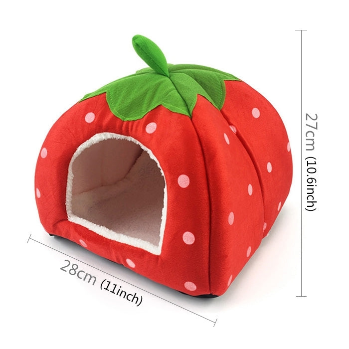 Strawberry Shaped Foldable Short Plush Pet House Nest, Size: S(Red) - Beds by PMC TechLife | Online Shopping South Africa | PMC TechLife