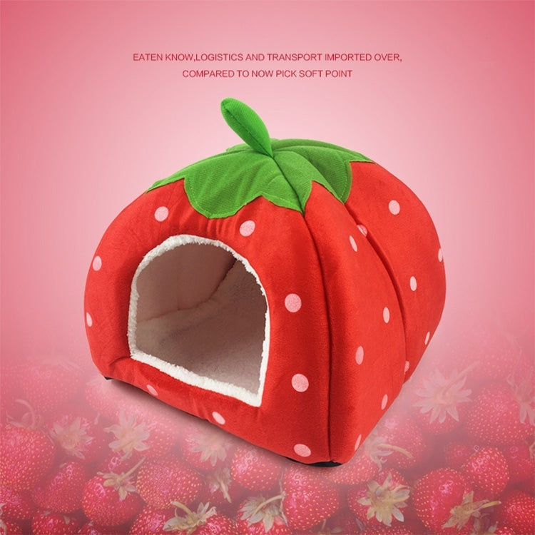 Strawberry Shaped Foldable Short Plush Pet House Nest, Size: S(Red) - Beds by PMC TechLife | Online Shopping South Africa | PMC TechLife