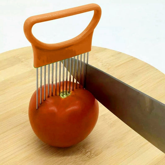 Stainless Steel Vegetable Onion Cutter Holder Meat Needle Kitchen Tools (Orange) - Gadgets by PMC Jewellery | Online Shopping South Africa | PMC Jewellery | Buy Now Pay Later Mobicred