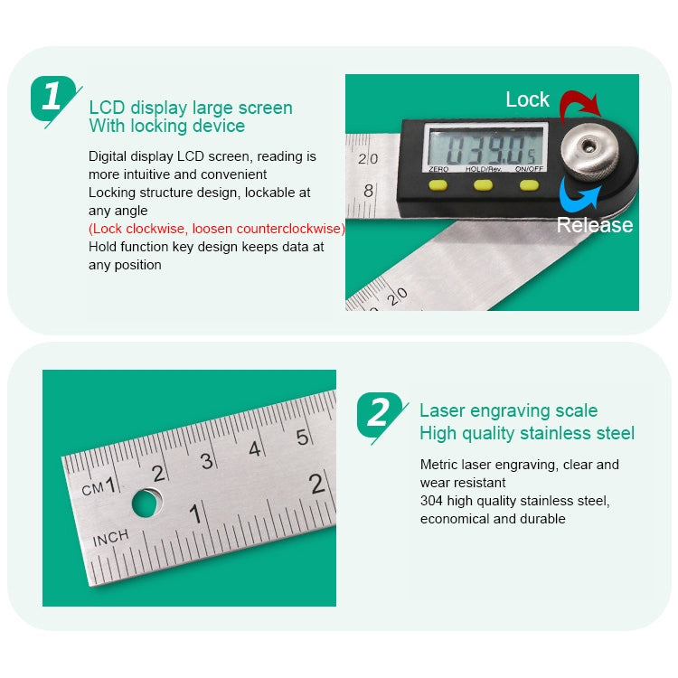 Digital Display Angle Finder Meter Protractor Goniometer Ruler, Measure Range: 500mm - Measuring Tools by PMC Jewellery | Online Shopping South Africa | PMC Jewellery | Buy Now Pay Later Mobicred