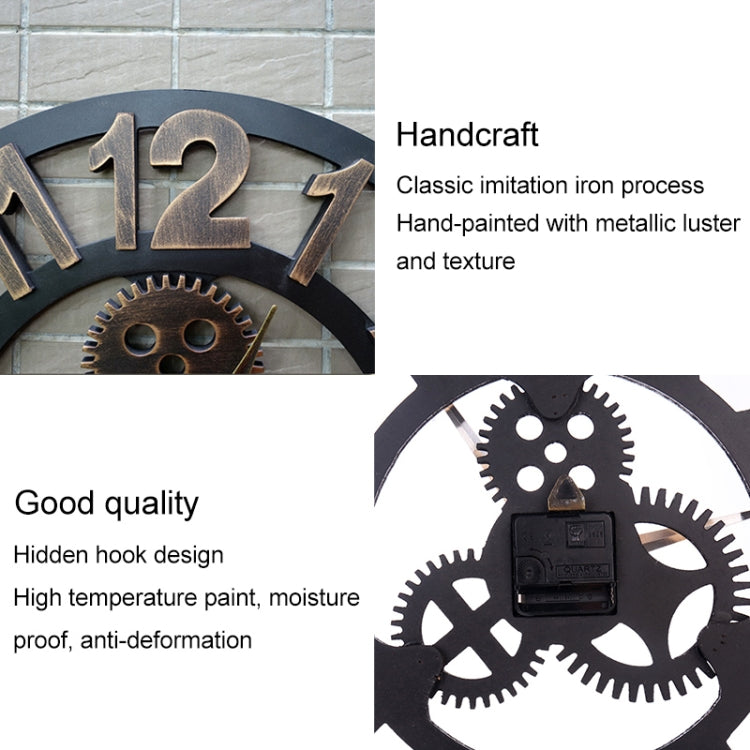 Retro Wooden Round Single-sided Gear Clock Number Wall Clock, Diameter: 40cm (Silver) - Wall Clock by PMc TechLife | Online Shopping South Africa | PMc TechLife | Buy Now Pay Later Mobicred