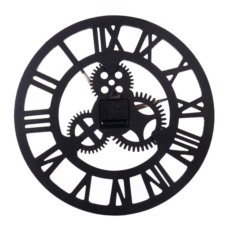 Retro Wooden Round Single-sided Gear Clock Rome Number Wall Clock, Diameter: 40cm (Gold) - Wall Clock by PMc TechLife | Online Shopping South Africa | PMc TechLife | Buy Now Pay Later Mobicred