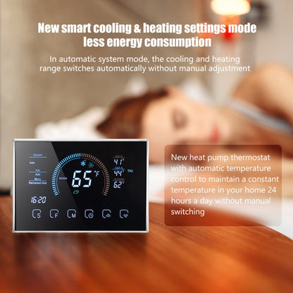 BHP-8000-WIFI-B 3H2C Smart Home Heat Pump Round Room Mirror Housing Thermostat with Adapter Plate & WiFi, AC 24V(Black) - Thermostat & Thermometer by PMC Jewellery | Online Shopping South Africa | PMC Jewellery | Buy Now Pay Later Mobicred