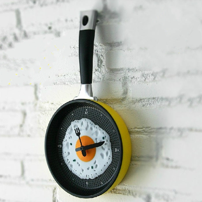 Fried Egg Pan Shape Creative Living Room Decorative Wall Clock (Black) - Wall Clock by PMc TechLife | Online Shopping South Africa | PMc TechLife | Buy Now Pay Later Mobicred