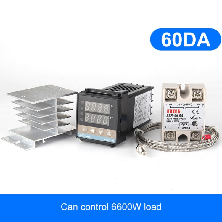 6600W REX-C100 Thermostat + Heat Sink + Thermocouple + SSR-60 DA Solid State Module Intelligent Temperature Control Kit - Components Kits by PMC Jewellery | Online Shopping South Africa | PMC Jewellery | Buy Now Pay Later Mobicred