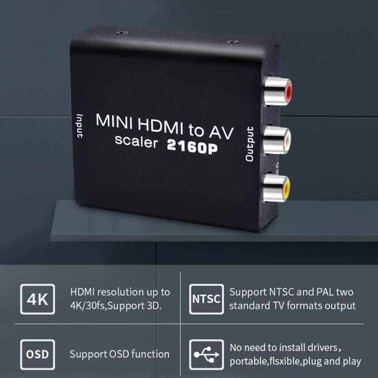 Mini HDMI to AV / CVBS Composite Video Signal Converter(Black) - Converter by PMC Jewellery | Online Shopping South Africa | PMC Jewellery | Buy Now Pay Later Mobicred