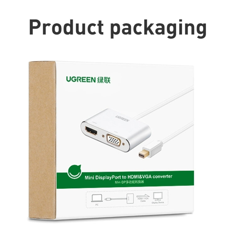 Ugreen 2 in 1 HD 1080P 4K Thunderbolt Mini DisplayPort DP to HDMI & VGA Plastic Shell Adapter Converter / Cable for Projector,Television,Monitor(Black) - Converter by UGREEN | Online Shopping South Africa | PMC Jewellery | Buy Now Pay Later Mobicred