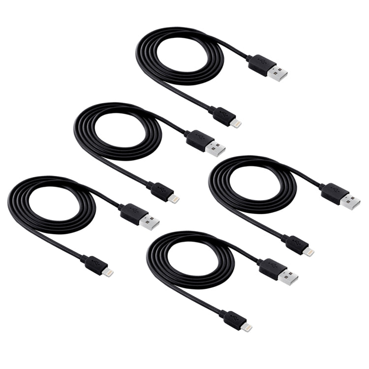 5 PCS HAWEEL 1m High Speed 8 pin to USB Sync and Charging Cable Kit for iPhone, iPad(Black) - Normal Style Cable by PMC Jewellery | Online Shopping South Africa | PMC Jewellery | Buy Now Pay Later Mobicred