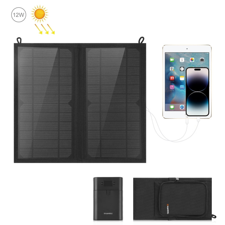 HAWEEL 12W 2 Panels Foldable Solar Panel Charger Bag with 5V / 3.1A Max Dual USB Ports, Support QC3.0 and AFC - Charger by HAWEEL | Online Shopping South Africa | PMC Jewellery | Buy Now Pay Later Mobicred