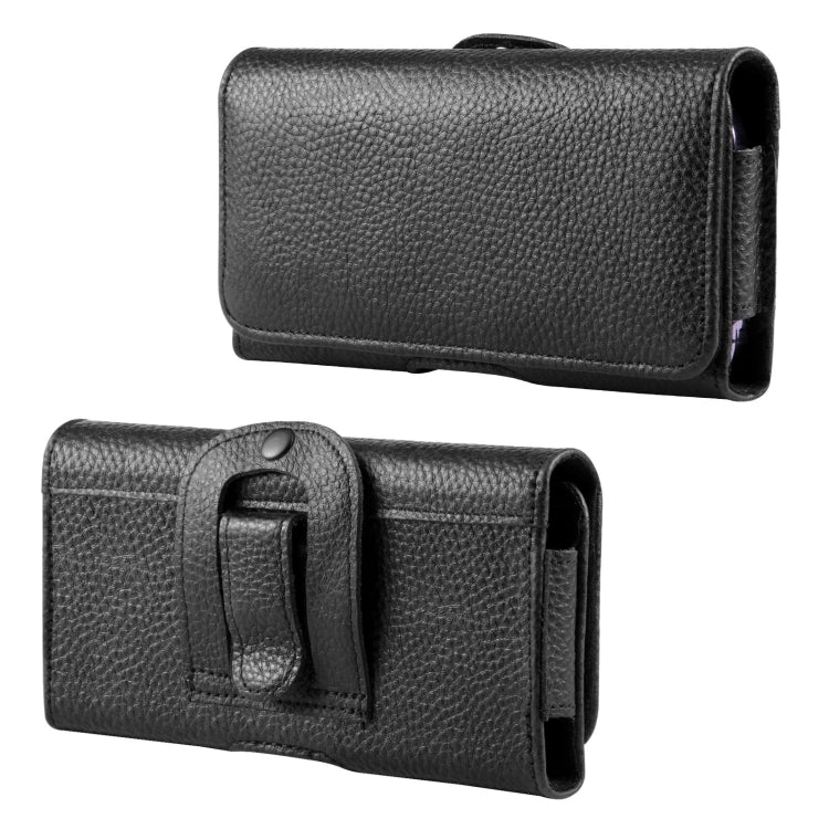 HAWEEL 4.7-6.1 inch Litchi Texture Genuine Leather Phone Belt Clip Horizontal Carrying Pouch (Black) -  by HAWEEL | Online Shopping South Africa | PMC Jewellery | Buy Now Pay Later Mobicred