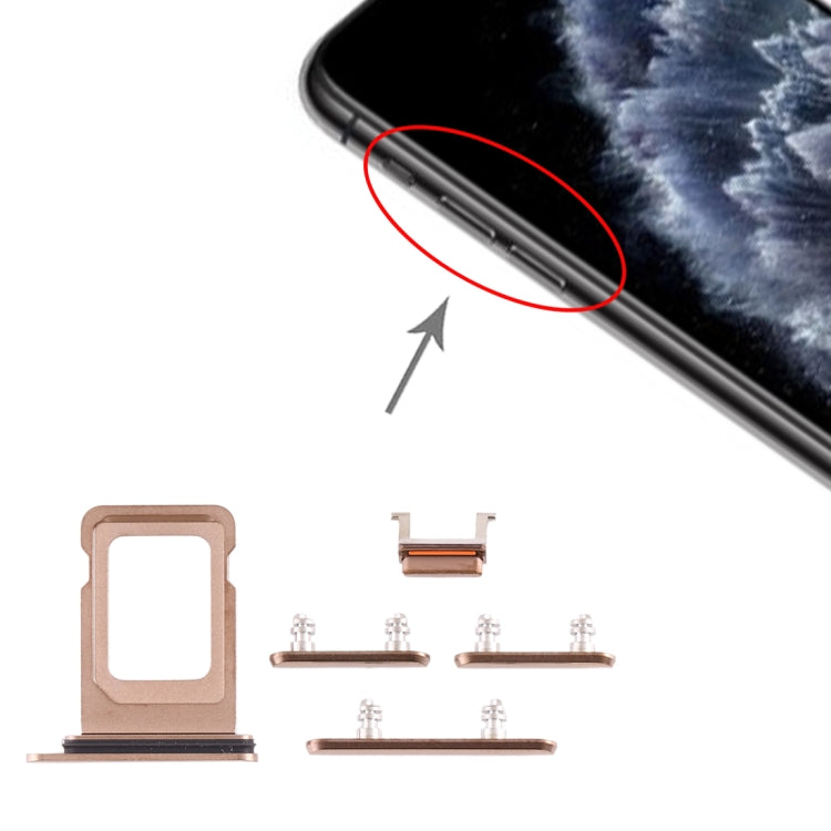 SIM Card Tray + Side Key for iPhone 11 Pro / 11 Pro Max(Gold) - Others by PMc TechLife | Online Shopping South Africa | PMc TechLife | Buy Now Pay Later Mobicred