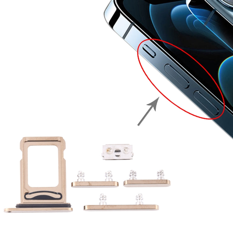 SIM Card Tray + SIM Card Tray + Side Keys for iPhone 12 Pro Max(Gold) - Side Key & Card Tray by PMc TechLife | Online Shopping South Africa | PMc TechLife | Buy Now Pay Later Mobicred