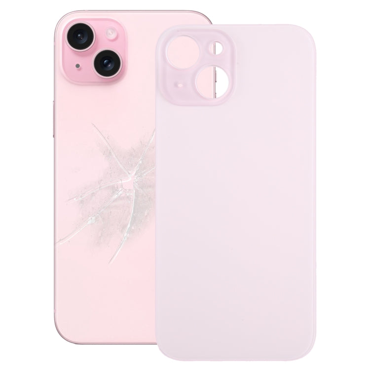 For iPhone 15 Easy Replacement Big Camera Hole Glass Back Battery Cover(Pink) - Back Cover by PMC Jewellery | Online Shopping South Africa | PMC Jewellery | Buy Now Pay Later Mobicred