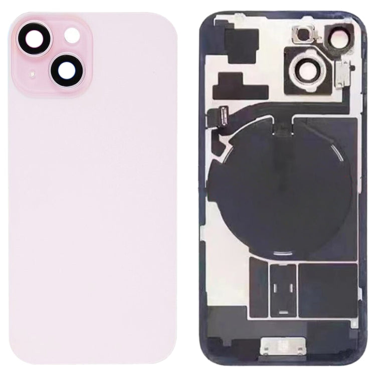 For iPhone 15 Glass Battery Back Cover with Flash Bracket + Wireless Charging Module(Pink) - Back Cover by PMC Jewellery | Online Shopping South Africa | PMC Jewellery | Buy Now Pay Later Mobicred