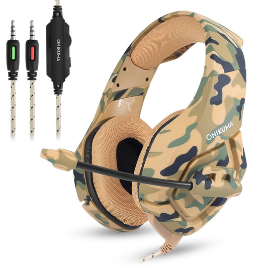 ONIKUMA K1-B Deep Bass Noise Canceling Camouflage Gaming Headphone with Microphone(Yellow) - Multimedia Headset by ONIKUMA | Online Shopping South Africa | PMC Jewellery | Buy Now Pay Later Mobicred