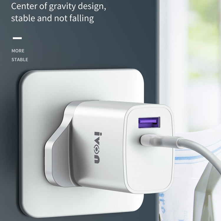 IVON AD52 18W USB-C / Type-C + USB Dual Port PD Fast Charge(US Plug) - USB Charger by IVON | Online Shopping South Africa | PMC Jewellery | Buy Now Pay Later Mobicred