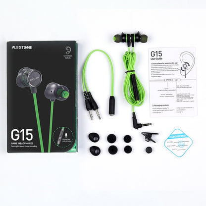 PLEXTONE G15 3.5mm Gaming Headset In-ear Wired Magnetic Stereo With Mic(Green) - In Ear Wired Earphone by PLEXTONE | Online Shopping South Africa | PMC Jewellery | Buy Now Pay Later Mobicred