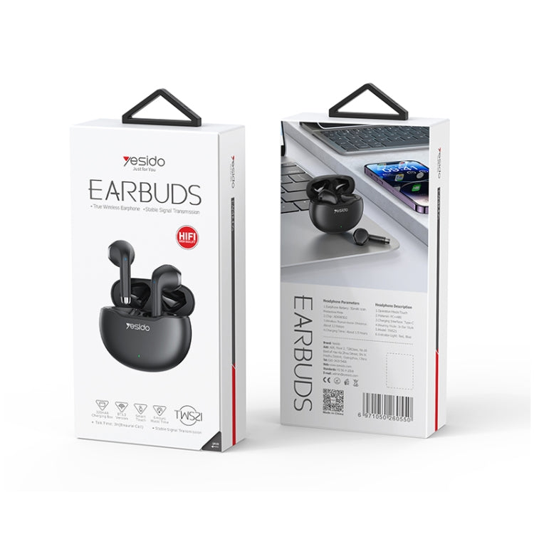 Yesido TWS21 Bluetooth 5.3 TWS Wireless Bluetooth Earphone (Black) - TWS Earphone by Yesido | Online Shopping South Africa | PMC Jewellery | Buy Now Pay Later Mobicred