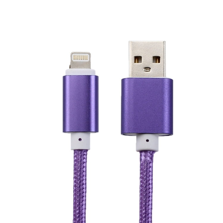 2m Woven Style Metal Head 84 Cores 8 Pin to USB 2.0 Data / Charger Cable(Purple) - Normal Style Cable by PMC Jewellery | Online Shopping South Africa | PMC Jewellery | Buy Now Pay Later Mobicred