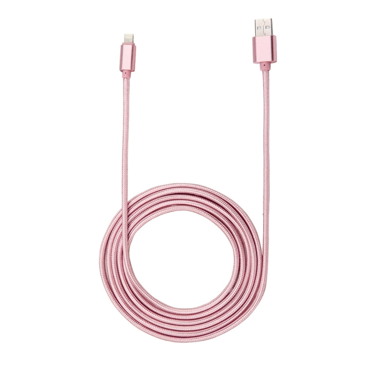 2m Woven Style Metal Head 84 Cores 8 Pin to USB 2.0 Data / Charger Cable(Rose Gold) - Normal Style Cable by PMC Jewellery | Online Shopping South Africa | PMC Jewellery | Buy Now Pay Later Mobicred