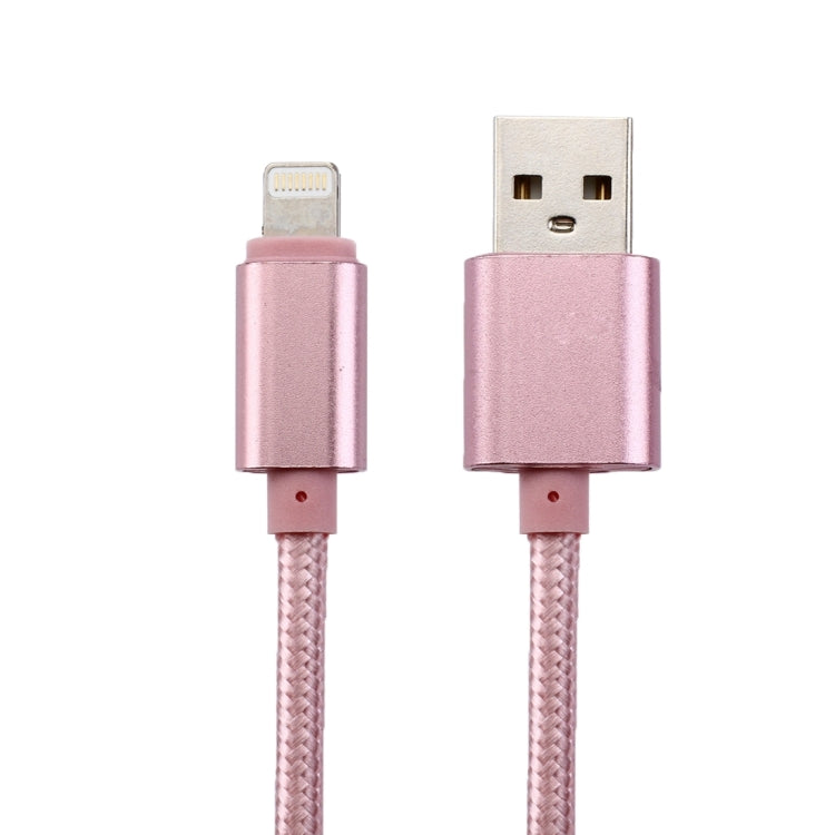 2m Woven Style Metal Head 84 Cores 8 Pin to USB 2.0 Data / Charger Cable(Rose Gold) - Normal Style Cable by PMC Jewellery | Online Shopping South Africa | PMC Jewellery | Buy Now Pay Later Mobicred