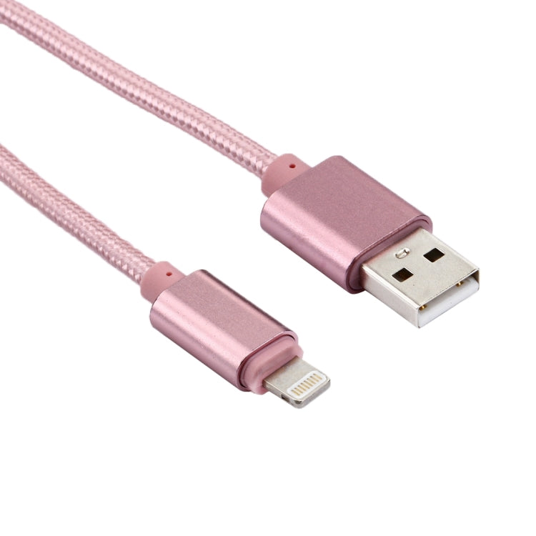 1m Woven Style Metal Head 84 Cores 8 Pin to USB 2.0 Data / Charger Cable(Rose Gold) - Normal Style Cable by PMC Jewellery | Online Shopping South Africa | PMC Jewellery | Buy Now Pay Later Mobicred