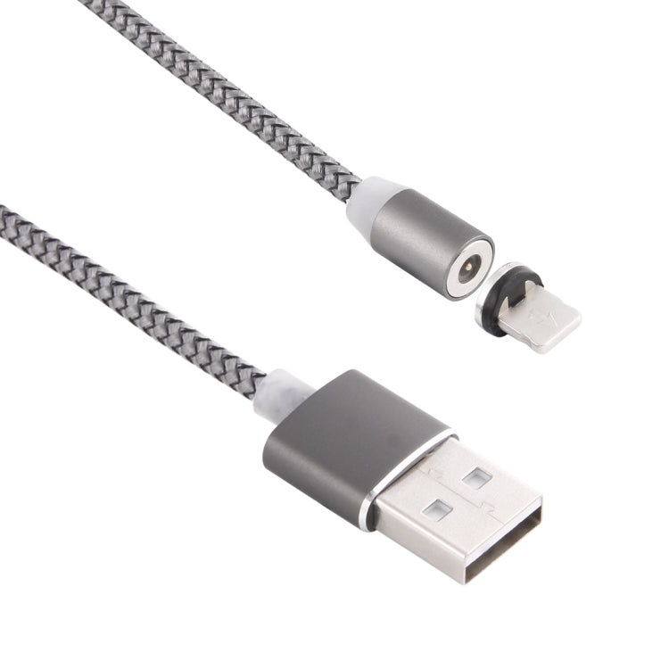 360 Degree Rotation 8 Pin to USB 2.0 Weave Style Magnetic Charging Cable with LED Indicator, Cable Length: 1m(Grey) - Charging Cable & Head by PMC Jewellery | Online Shopping South Africa | PMC Jewellery | Buy Now Pay Later Mobicred