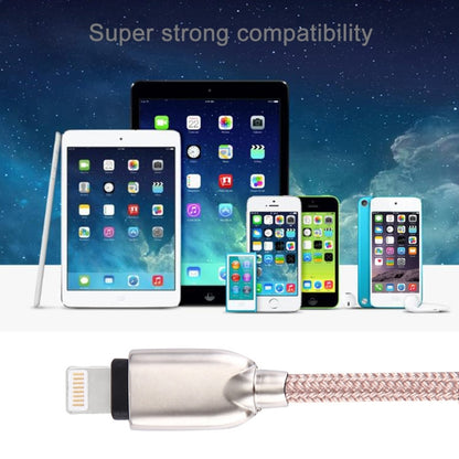 1m Woven 108 Copper Cores 8 Pin to USB Data Sync Charging Cable for iPhone, iPad(Pink) - Normal Style Cable by PMC Jewellery | Online Shopping South Africa | PMC Jewellery | Buy Now Pay Later Mobicred