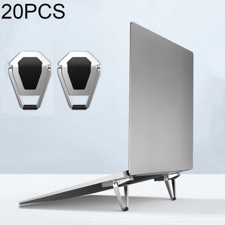 20 PCS R-JUST BJ01 Universal Stickable Shield Shape Laptop Foldable Stand(Silver) - free shipping - PMC TechLife - Order now!