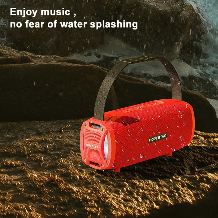 HOPESTAR H24 Pro TWS Portable Outdoor Waterproof Woven Textured Bluetooth Speaker with Rhythm Light, Support Hands-free Call & U Disk & TF Card & 3.5mm AUX & FM (Blue) - Desktop Speaker by HOPESTAR | Online Shopping South Africa | PMC Jewellery | Buy Now Pay Later Mobicred