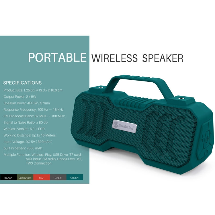 NewRixing NR-4500 Portable Wireless Bluetooth Stereo Speaker Support TWS / FM Function Speaker (Red) - free shipping - PMC Jewellery - Order now!