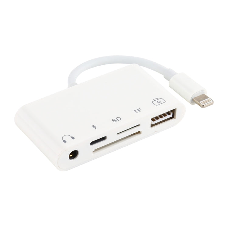 5 in 1  8 Pin to USB HUB And USB-C / Type-C And 3.5mm Earphone And SD And TF Card Reader - Converter & Adapter by PMC Jewellery | Online Shopping South Africa | PMC Jewellery | Buy Now Pay Later Mobicred