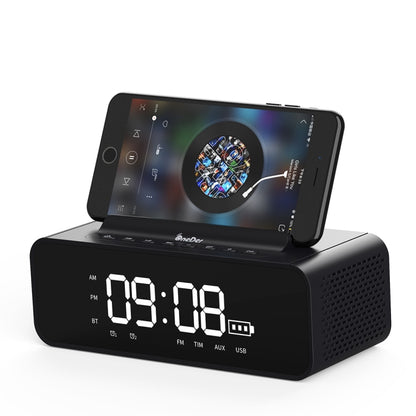 Oneder V06 Smart Sound Box Wireless Bluetooth Speaker, LED Screen Alarm Clock, Support Hands-free & FM & TF Card & AUX & USB Drive (Grey) - Desktop Speaker by OneDer | Online Shopping South Africa | PMC Jewellery | Buy Now Pay Later Mobicred