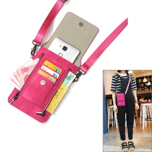6.3 inch and Below Universal PU Leather Double Zipper Shoulder Carrying Bag with Card Slots & Wallet for Sony, Huawei, Meizu, Lenovo, ASUS, Cubot, Oneplus, Dreami, Oukitel, Xiaomi, Ulefone, Letv, DOOGEE, Vkworld, and other Smartphones (Magenta) - More iPhone Cases by PMC Jewellery | Online Shopping South Africa | PMC Jewellery | Buy Now Pay Later Mobicred