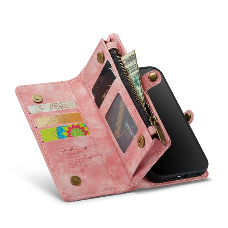 CaseMe for iPhone 8 Plus & 7 Plus   Multifunctional Leather Billfold with Detachable Magnetic PC Back Protective Case & Holder & 11 Card Slots & 3 Cash Slots & 1 Zipper Wallet & 2 Photo Frames & 3 Magnetic Clasps (Pink) - More iPhone Cases by CaseMe | Online Shopping South Africa | PMC Jewellery | Buy Now Pay Later Mobicred