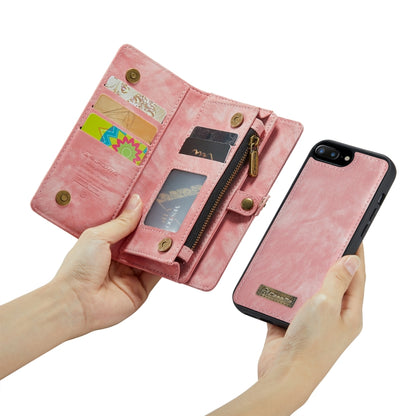 CaseMe for iPhone 8 Plus & 7 Plus   Multifunctional Leather Billfold with Detachable Magnetic PC Back Protective Case & Holder & 11 Card Slots & 3 Cash Slots & 1 Zipper Wallet & 2 Photo Frames & 3 Magnetic Clasps (Pink) - More iPhone Cases by CaseMe | Online Shopping South Africa | PMC Jewellery | Buy Now Pay Later Mobicred