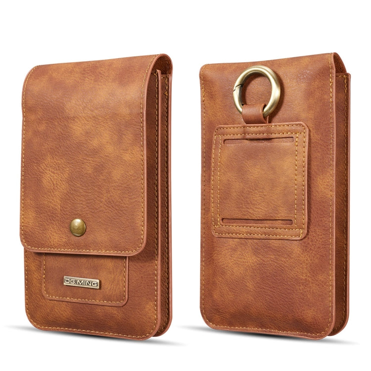 DG.MING Universal Cowskin Leather Protective Case Waist Bag with Card Slots & Hook, For iPhone, Samsung, Sony, Huawei, Meizu, Lenovo, ASUS, Oneplus, Xiaomi, Cubot, Ulefone, Letv, DOOGEE, Vkworld, and other Smartphones Below 5.2 inch(Brown) - More iPhone Cases by DG.MING | Online Shopping South Africa | PMC Jewellery | Buy Now Pay Later Mobicred