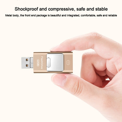 32GB USB 3.0 + 8 Pin + Mirco USB Android iPhone Computer Dual-use Metal Flash Drive (Gold) - U Disk & Card Reader by PMC Jewellery | Online Shopping South Africa | PMC Jewellery | Buy Now Pay Later Mobicred