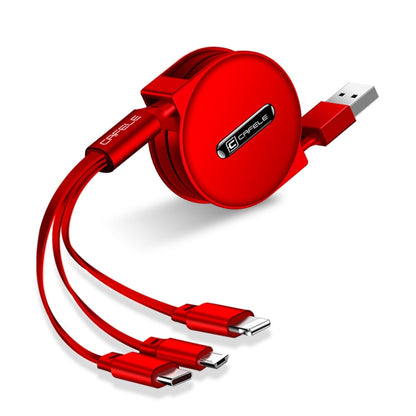 CAFELE 3 In 1 8 Pin + Micro USB + Type-C / USB-C Charging Data Cable, Length: 1.2m(Red) - Multifunction Cable by CAFELE | Online Shopping South Africa | PMC Jewellery | Buy Now Pay Later Mobicred